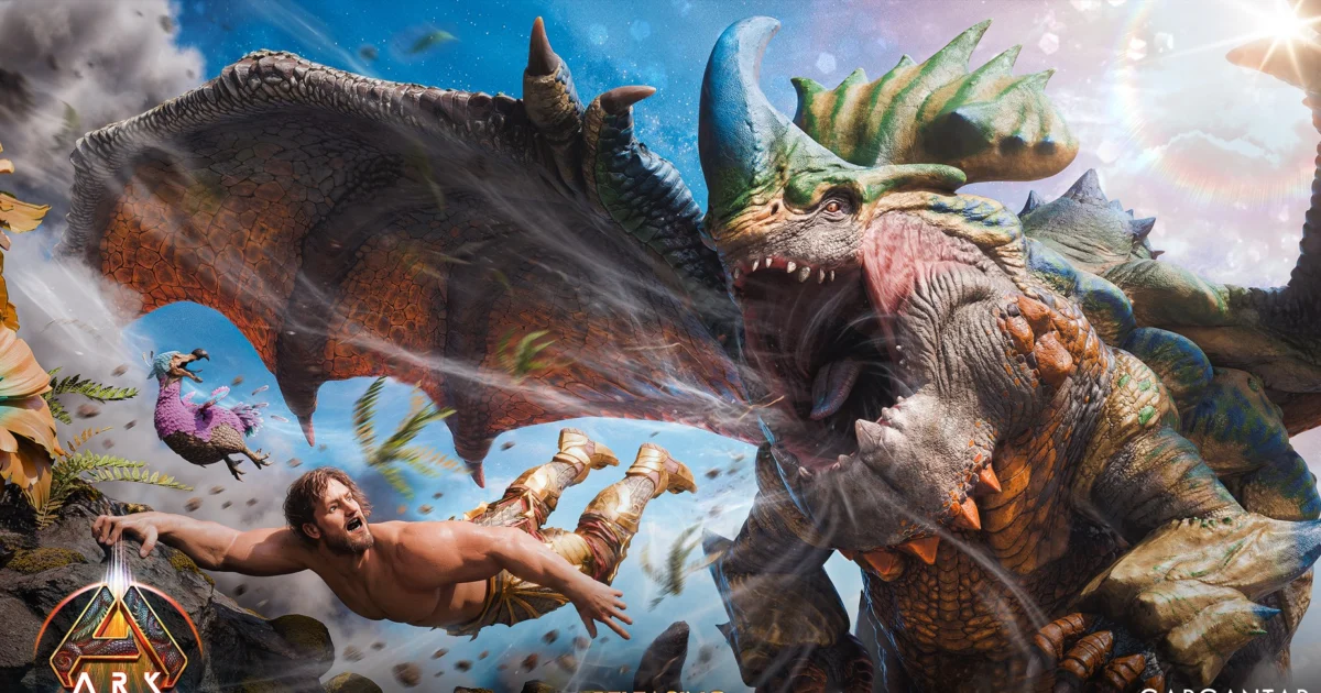Official ARK: Survival Ascended key art of Gargantar, the Dragontopia dragon arriving September 30, 2026
